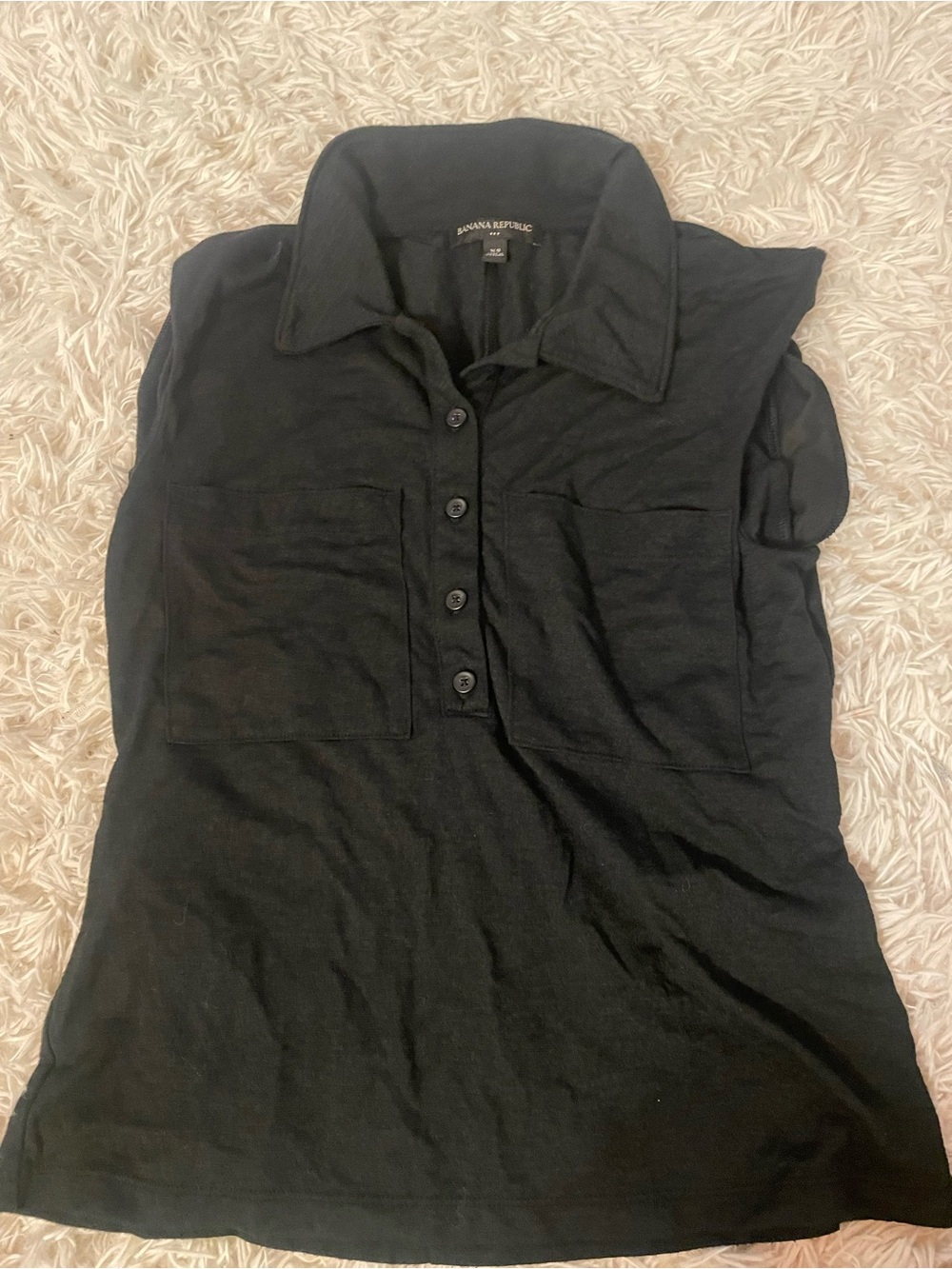 Banana Republic Black Sleeveless Polo Shell